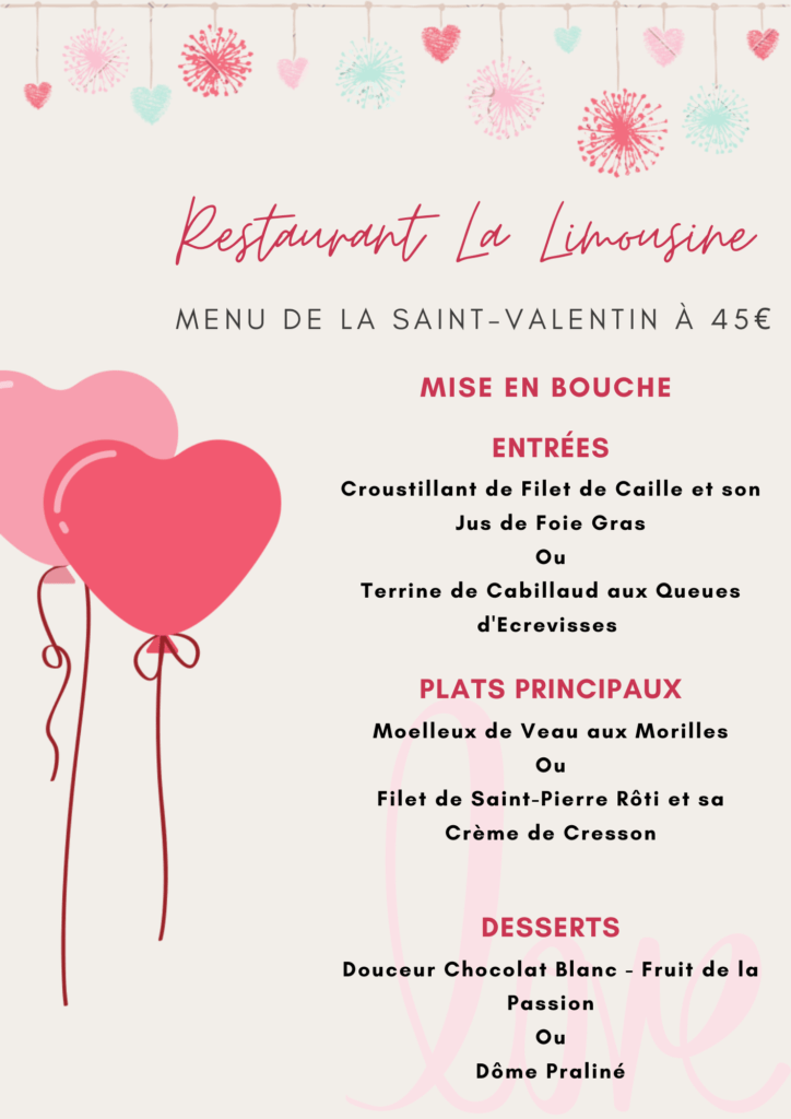 menu saint valentin